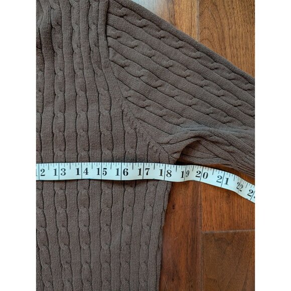 Jeanne Pierre Short-Sleeve Cable Knit Sweater – Size L – 100% Cotton Brown - Picture 3 of 6